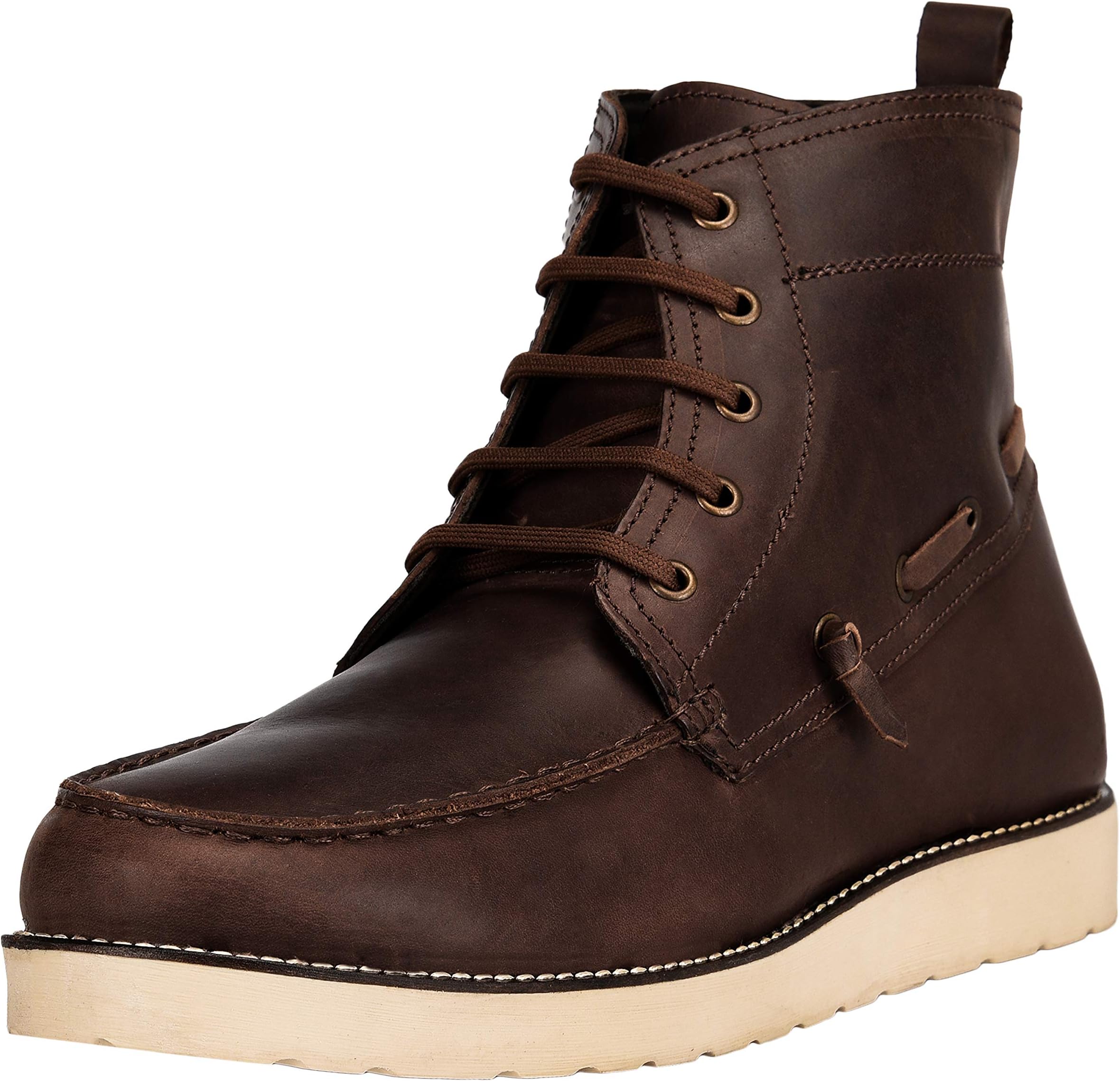 LIBERTYZENO Men's Fashion Ankle Boots Genuine Leather Lace Up Closure 1 inch Heel Dress Boots