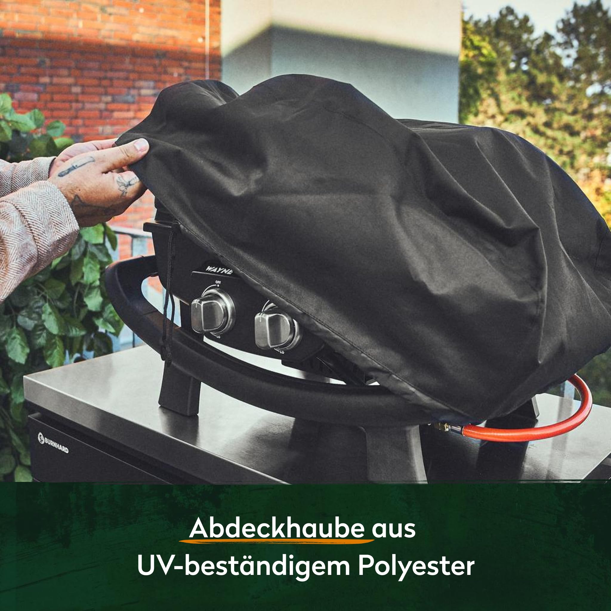 BURNHARD® 2-Brenner Gasgrill WAYNE 4,4 kW – Tragbarer Balkongrill - Tischgasgrill klein mit Aludruckguss Brennkammer inkl. Abdeckhaube - Gusseisen Grillrost 6