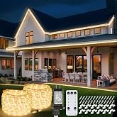100FT 1200 LED Connectable Rope Lights for Outside with Plug - Warm White | 0.21inch(5.3mm) Tube diameter, Timer, 8 Modes and 4 Brightness, IP65 Waterproof Garden, Patio, Indoor Outdoor Christmas Decor