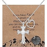 Uloveido Religious Cross Necklace for Women - 100 Languages I Love You Projection Cubic Zirconia Cross Pendant Necklace with Heart Mustard Seed Charm for Christian Christmas Birthday Inspirational Gift YA4788