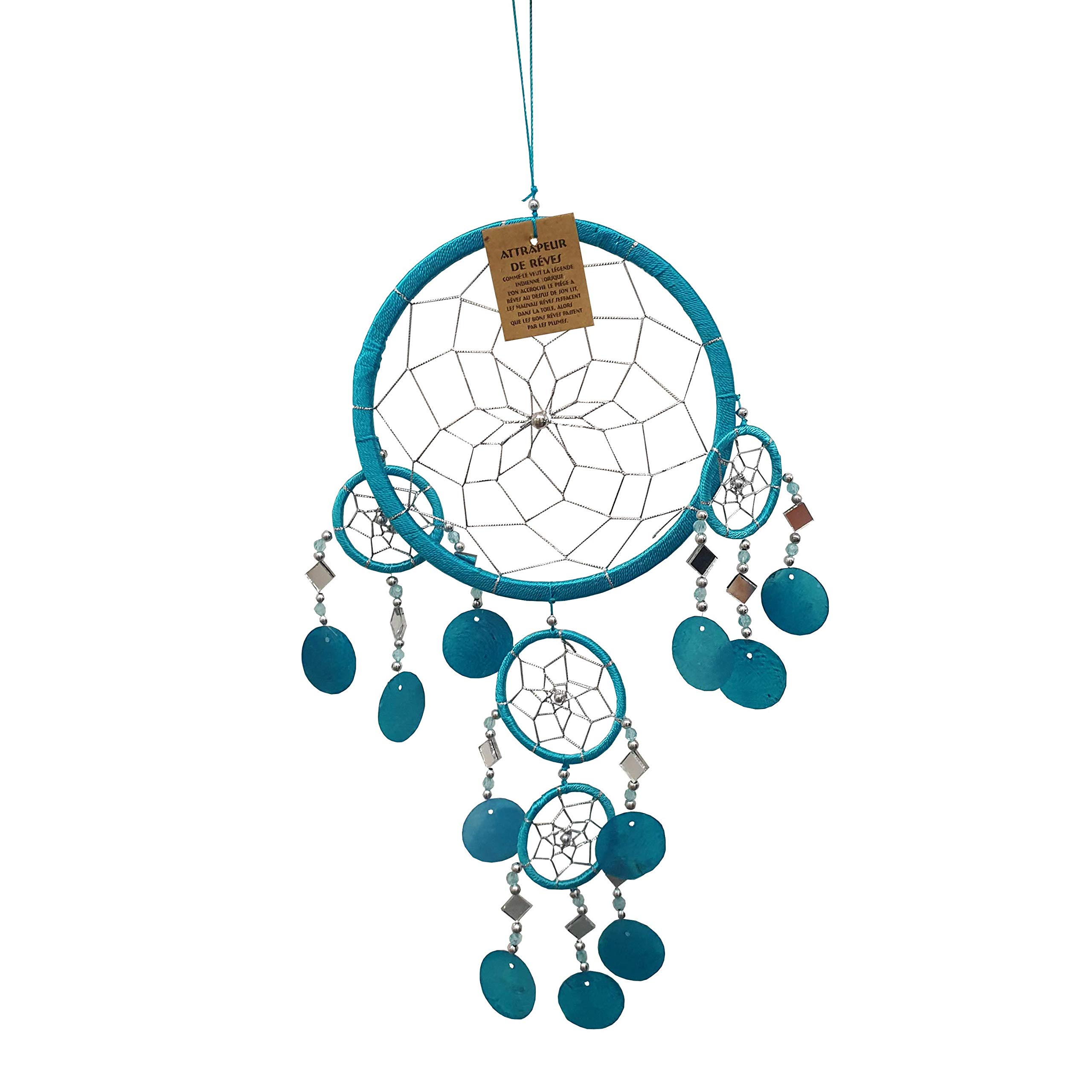 Vie Naturals Capiz Dream Catcher 16 Cm - Turquoise (No Feathers)