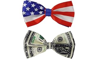 Pingyongchang 2PCS Men's American Flag Bow Tie Pre Tied USA Patriotic BOWTIE，Independence Day Decorations men and boys