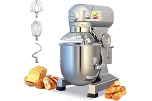 EKway 20Qt Commercial Stand Mixer with Timing Function,1100W Commercial Mixer 3-Speed Adjustable,Electric Stand Commercial Dough Mixer with Stainless Steel Bowl for Bakery Pizzeria