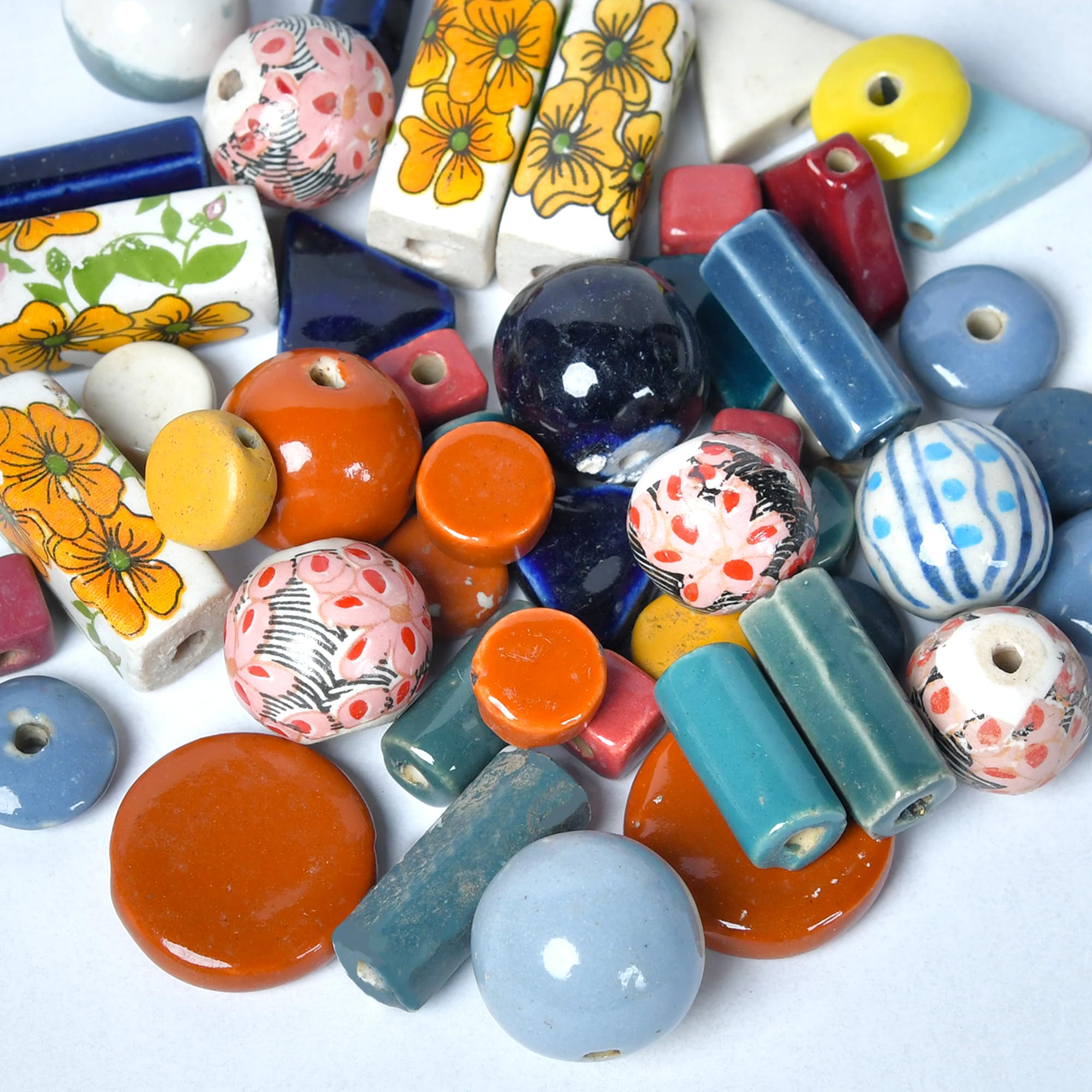 Photo 1 of Ceramic Beads Assorted Colors and Shapes, 1/2 Pound Bag