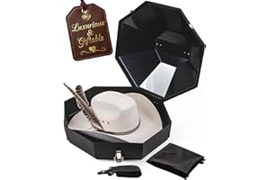 MaveriCrest Cowboy Hat Box for Travel – Travel Case Hard w/Mirror, Lockable Latches & Bag – Western Hat Can for Cowboy Hats -