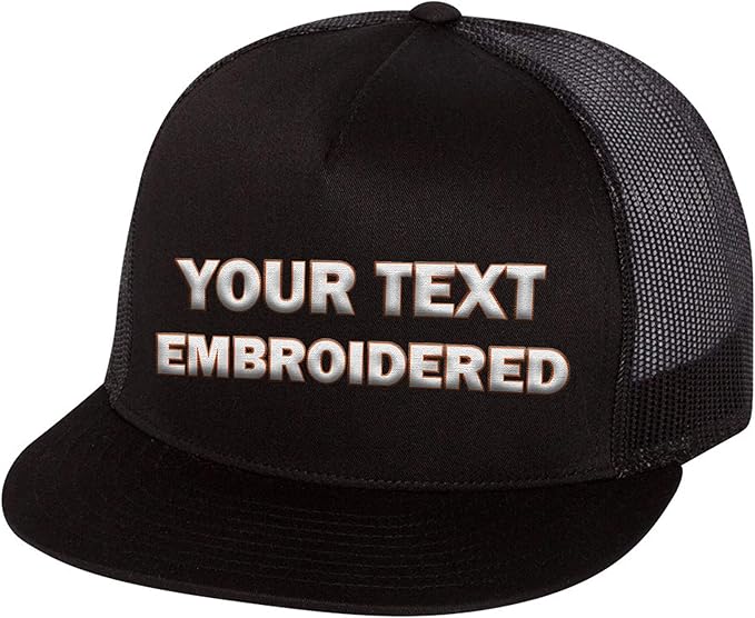 Custom Trucker Flat Bill Hat Add Your Own Embroidered Text Personalized