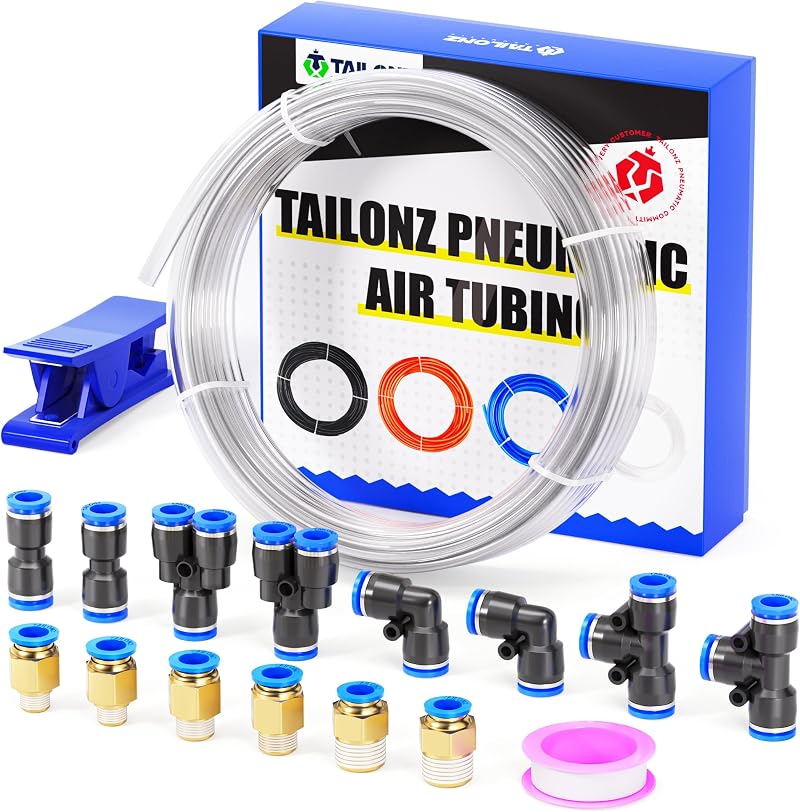 TAILONZ PNEUMATIC PU Air Hose 10mm OD 6.5mm ID 10m Kit 32.8ft