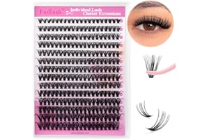 FADLASH DIY Lash Clusters Individual Eyeslash Extensions 40D Volume Eyelash Clusters Soft Band Wispy Natural Eyelash Extension Large Tray (40D-0.07-D, 8-16mm)