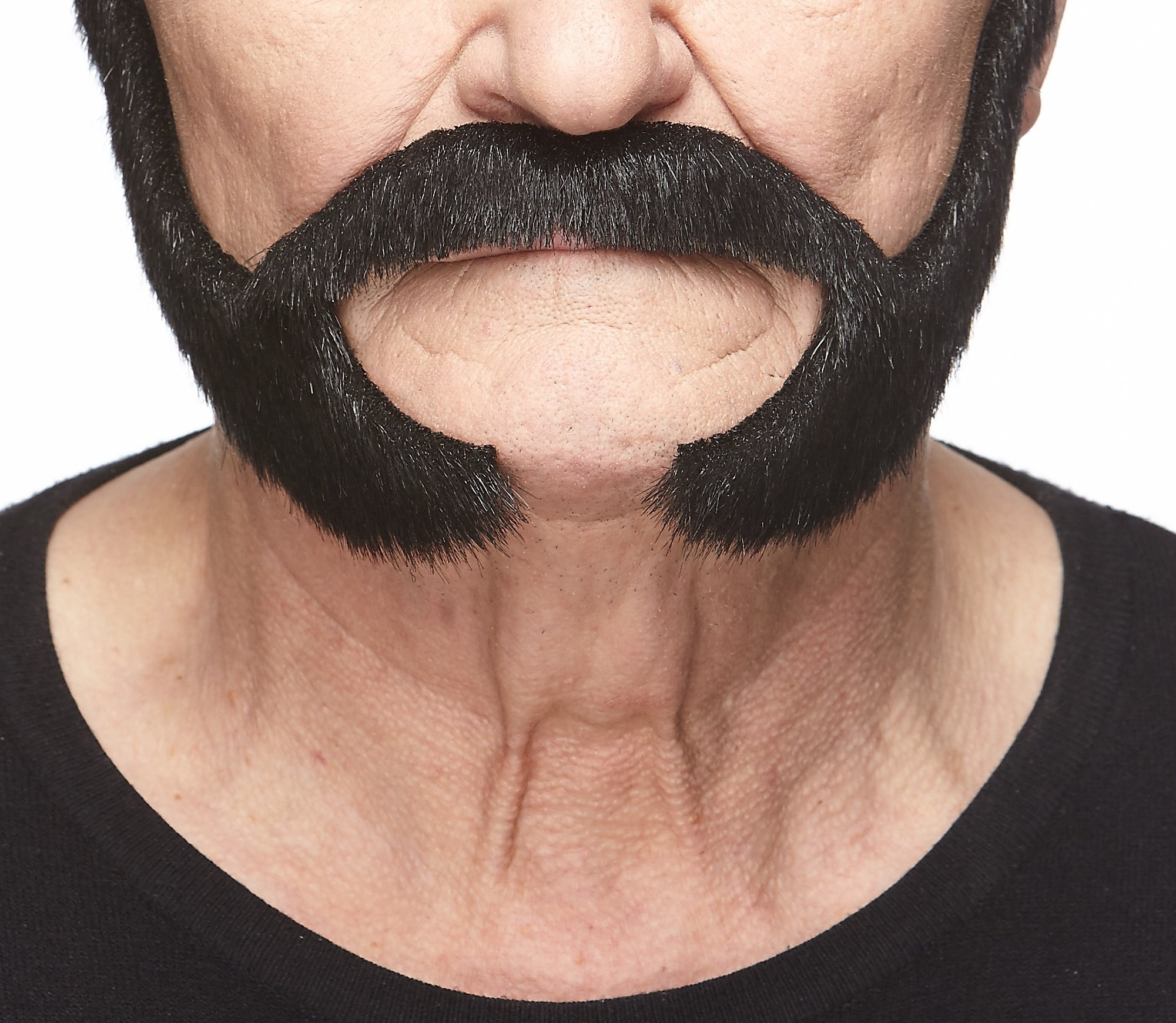 Mustaches Self-adhesive Pedal to the Metal Fake Beard, Novelty, Fake Facial Hair, Costume Accessory for Adults, Black Glossy Color