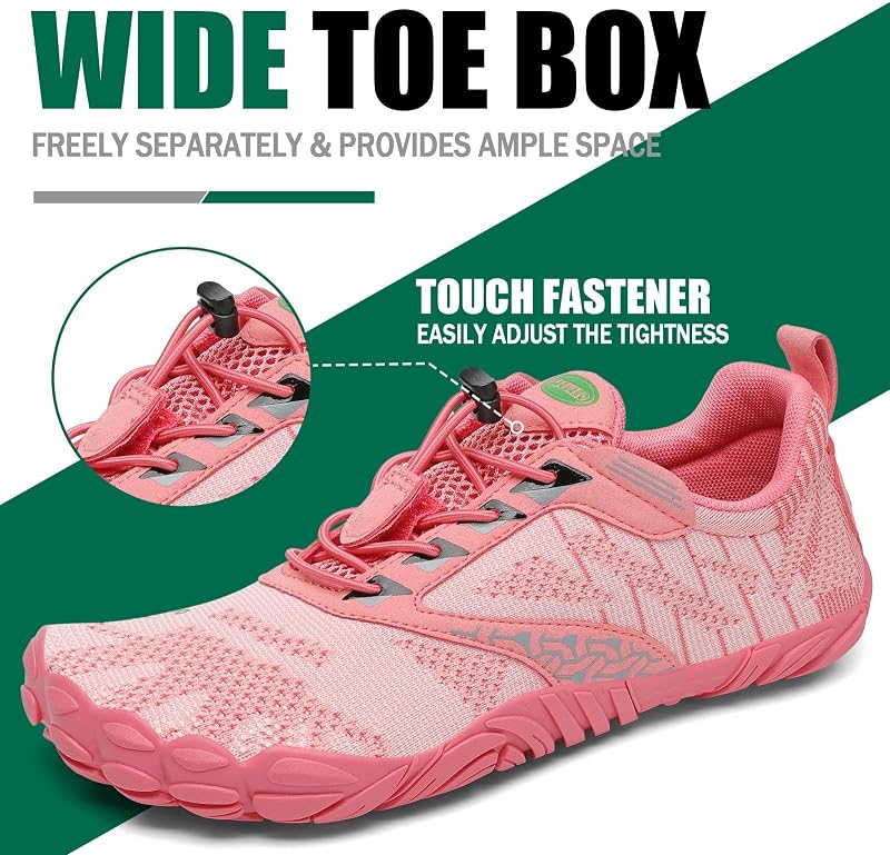 Barefoot Shoes Uomo Donna Scarpe Barefoot Minimaliste Scarpe a Piedi Nudi Antiscivolo Scarpe Trail Running Leggere Scarpe Dita Rosa Salmone,Gr.42