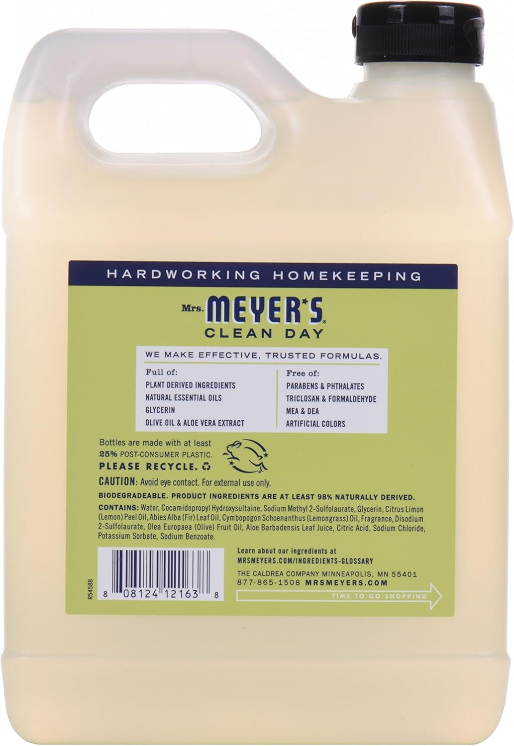 Mrs. Meyer's Clean Day Liquid Hand Soap, Cruelty Free and Biodegradable Formula, Lemon Verbena Scent, 12.5 oz- Pack of 3: Health & Personal Care