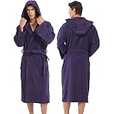 UTJZIB Mens Robe with Hood-Classic Terry Cloth Bathrobe for Men,Soft Knee Length Bathrobes