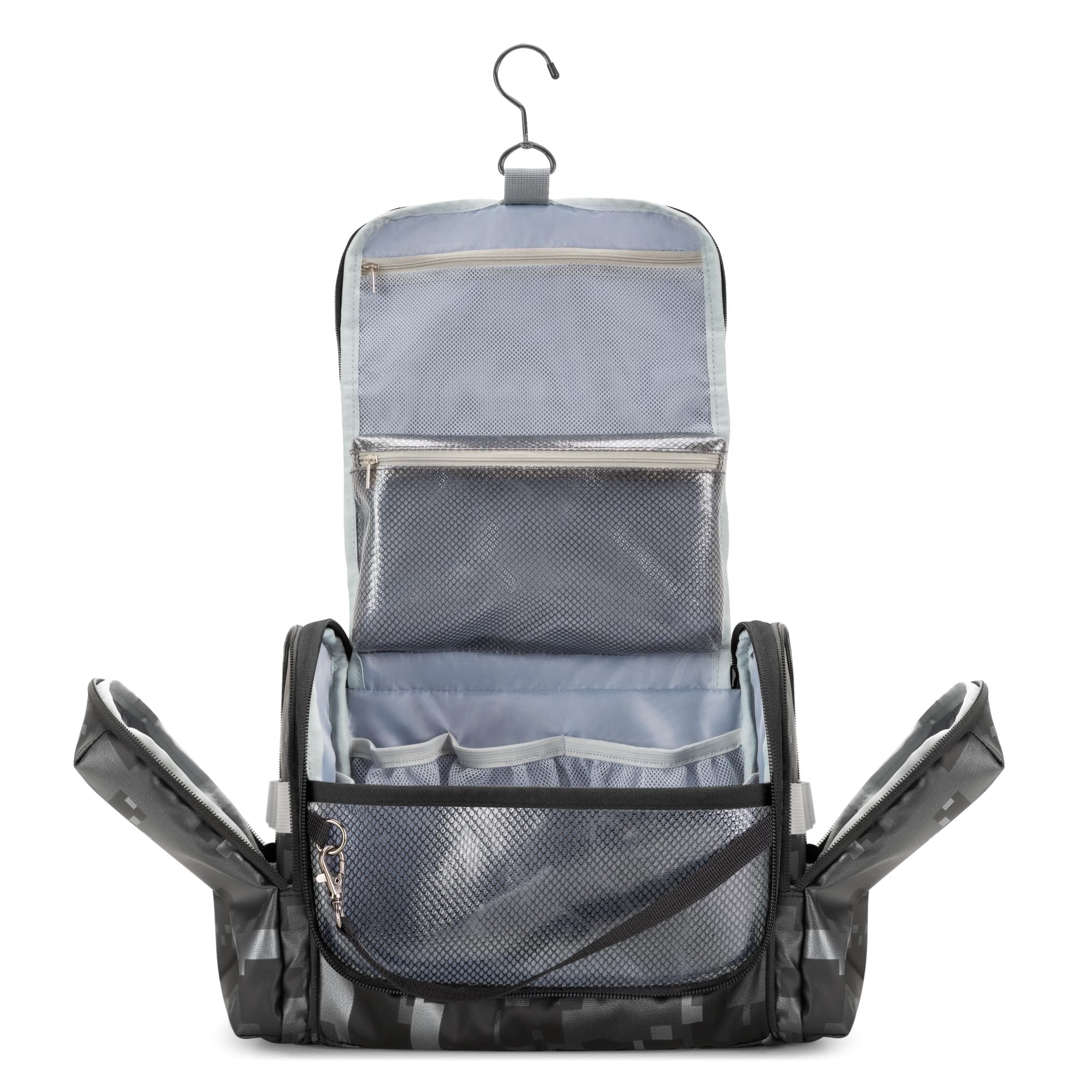 Prokva Hanging Toiletry Bag for Men, Tactical Dopp Kit Toiletry Travel Bag, Large Hygiene Organizer Shower Bag for Camping Outdoor, Black Digital