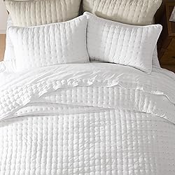 WDCOZY White California Cal King Size Quilt Bedding