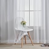 Home Brilliant Voile Sheer Curtains 54x45 Set of 2 White Window Panels 45 Drop view 4