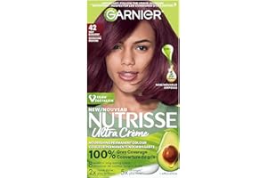 Garnier Nutrisse Ultra Crème, Permanent Hair Dye, 100% Grey Coverage, Vegan Formula, Nourished Hair, Long-Lasting Rich Colour