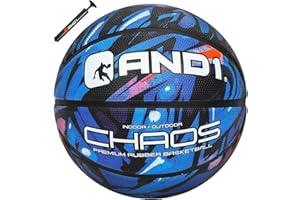AND1 Chaos Basketball: Official Regulation Size 7 (29.5 inches) Rubber - Deep Channel Construction Streetball, Made for Indoor Outdoor Basketball Games