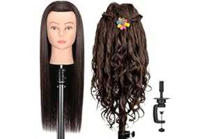 ZOMOI Mannequin Head, Mannequin Head Human Hair, 80% Real Hair for Hairdresser Practice Cutting Braiding Hair Styling with Clamp Holder and Tools
