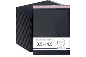 BAYLUE Black 8.5x14.5 Inch Poly Bubble Mailers #3 |Self Seal Padded Envelopes | Air Cushioned Bubble Mailer | Usable Size 8.5x13.5 Inch | 100 Pack Bulk | Waterproof | Lightweight Mailing Shipping Bags