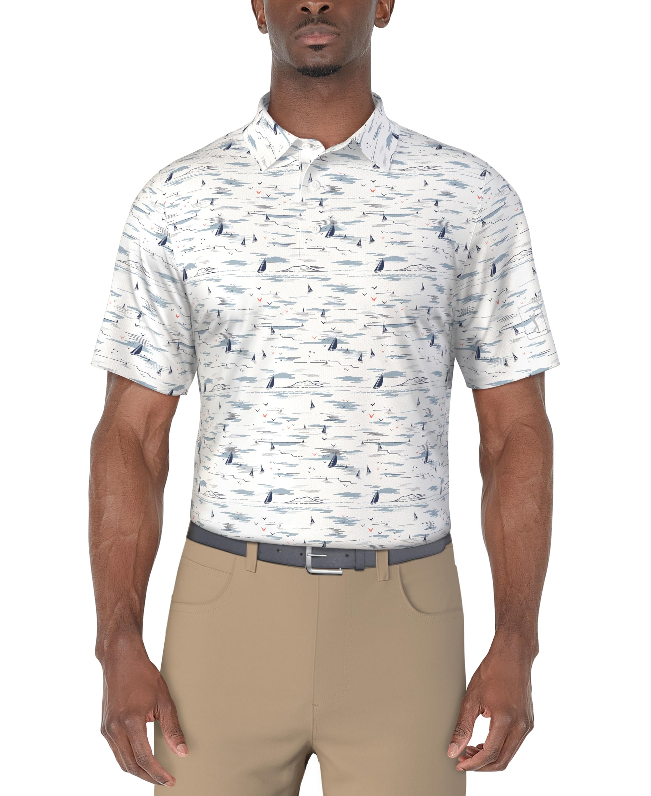 PGA TOUR Men’s Short Sleeve Printed Golf Polo Shirt (Available in Big & Tall)