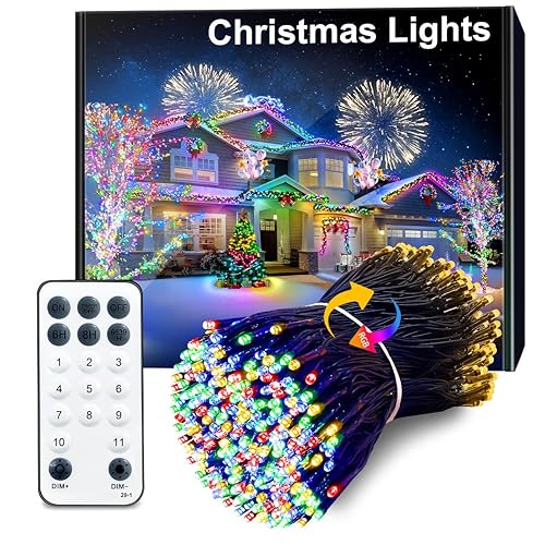 ARKOCHIC 35M Christmas Tree Lights, 300 LED Outdoor Christmas Lights, IP65 Waterproof Fairy Light Plug In, Linkable String Light with 11 Modes/Timer for Indoor Decorations Garden, Warmwhite/Multicolor
