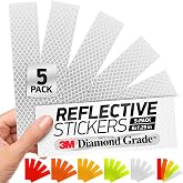 Byllstore Reflective Stickers | 3M Diamond Grade | White | 1.25&Prime; x 6&Prime; | 5-Pack | Reflective Safety Tape for Helmets, Cars, Mailboxes &amp; More