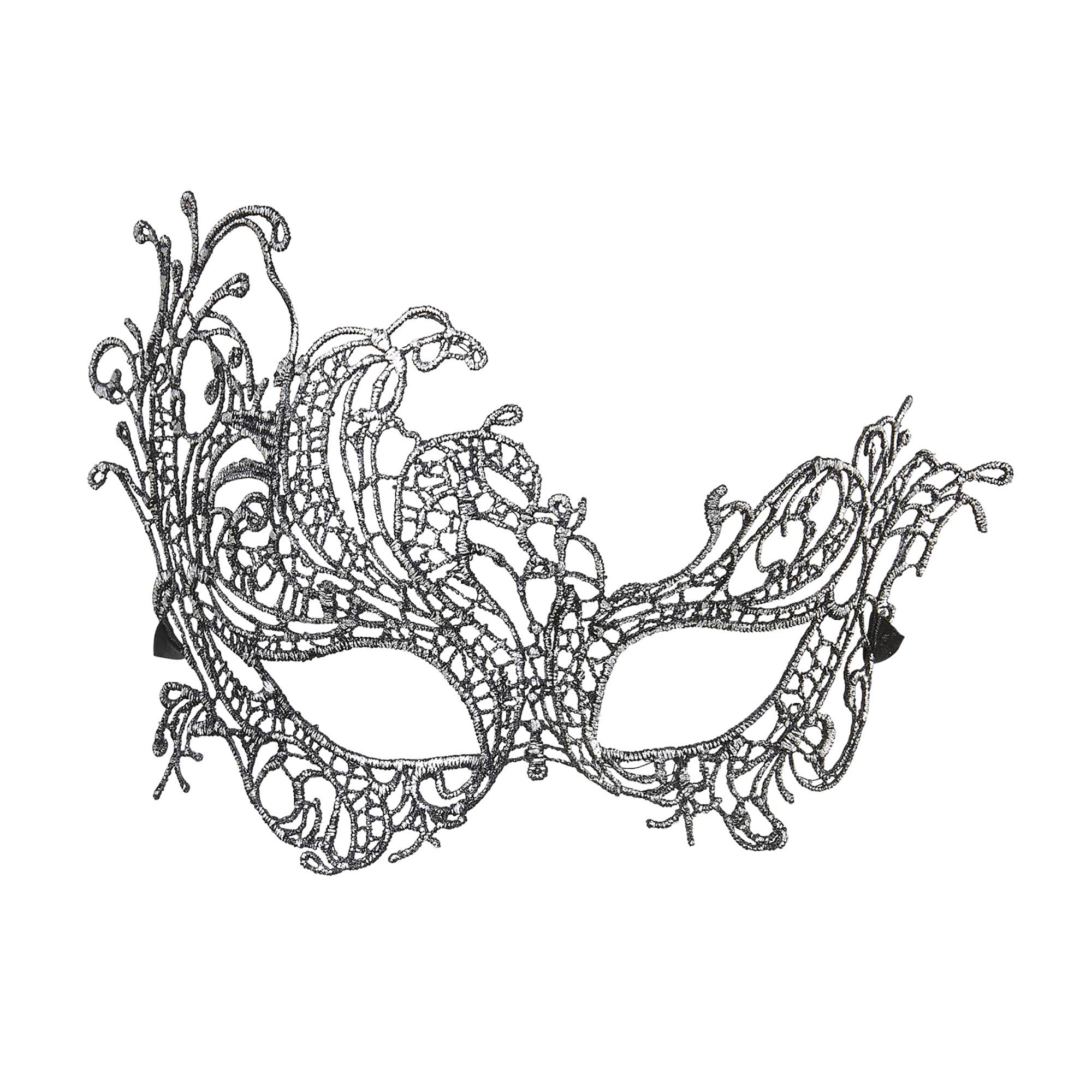 Widmann 04772 - Antique Baroque Lace Mask, Adult Woman, Venetian Carnival, Party, Theme Parties, Silver Color