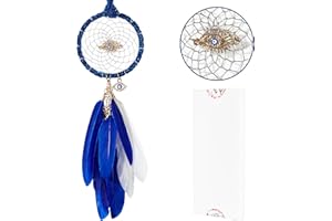 HOLSM-III Mini Dream Catchers - Evils Eye with Goose Feather, Bluish Violet Flannel, Handmade Small Dreamcatcher for Bedroom, A Dream Catcher for Girls, Dream Catchers for Boys, Dream Catcher Wall Decor