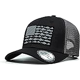 Fishing Gifts for Men Women, Funny Fish Flag Trucker Hat Baseball Cap for Fisherman Unique Stuff