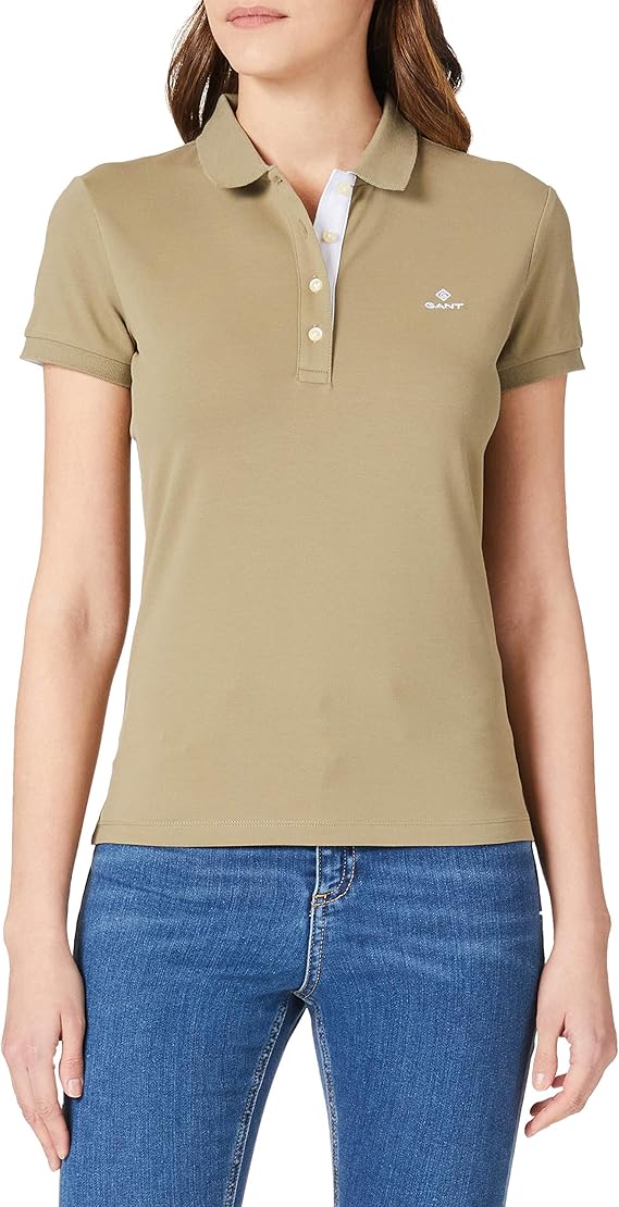 GANT Women's Contrast Collar Ss Pique Polo Shirt Fashion