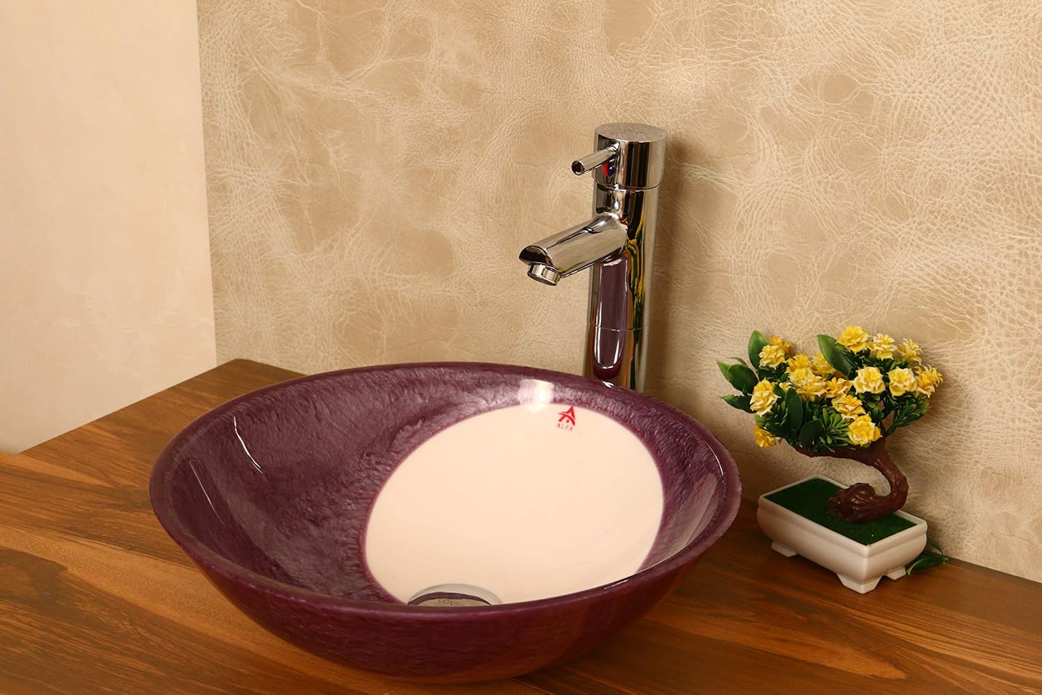 Alfa Aqua Grip Purple And White Circle 16 Resin Wash Basin Amazon In Home Kitchen