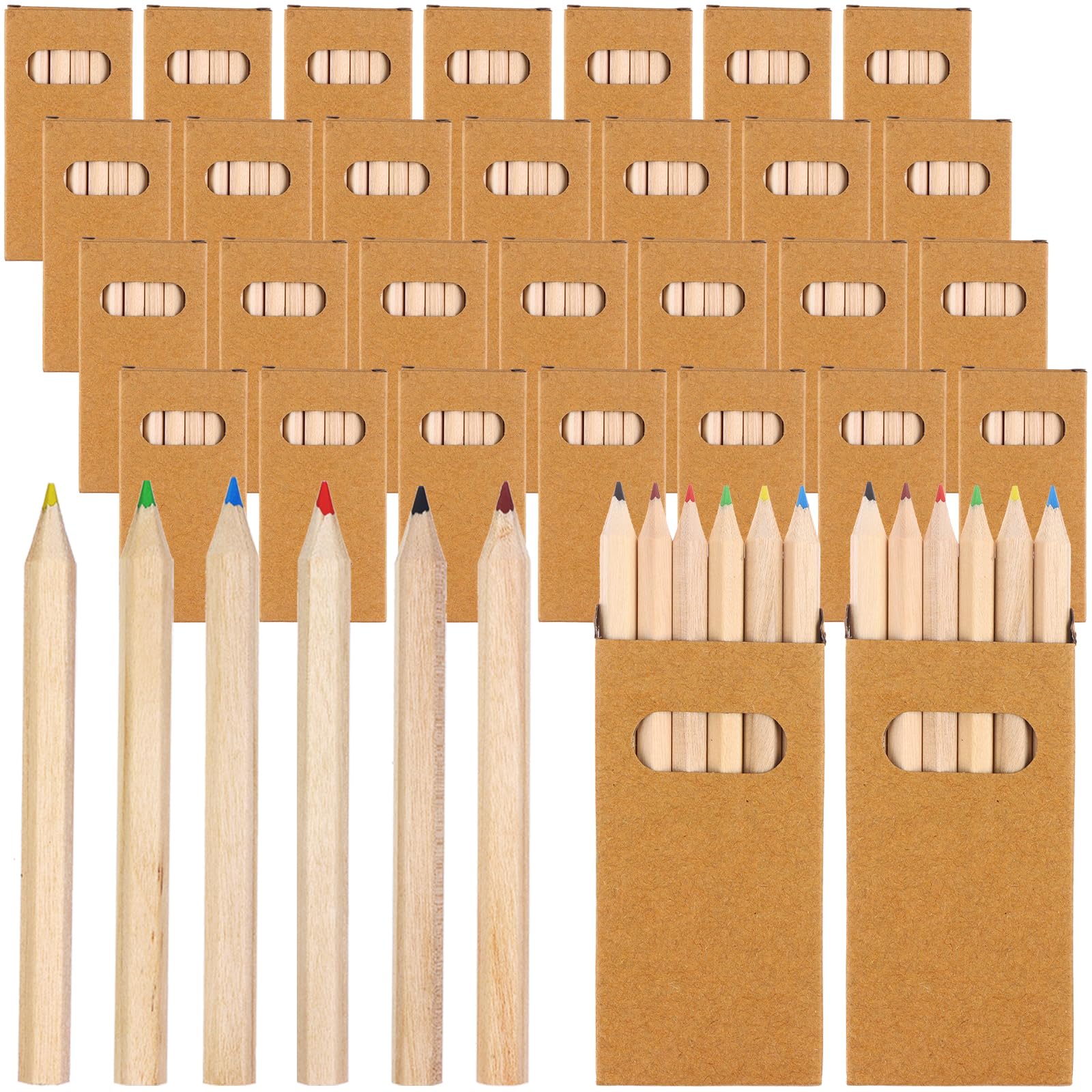 HAOWANWW 450Pcs/75 Boxs Mini Drawing Colored Pencils 3.5Inches Portable Short Fat Color Pencils Pre-sharpened Colored Pencils Mini Colouring Pencil Packs for Drawing,Sketching,Coloring Books, 6-Color