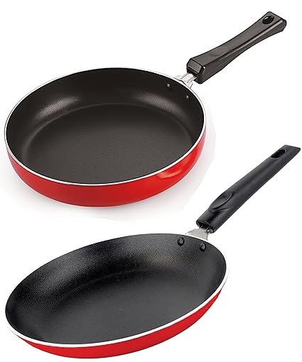 Nirlon Non-Stick Aluminium Cookware Set, 2-Pieces, Red (2.6mm_FP10_TP)