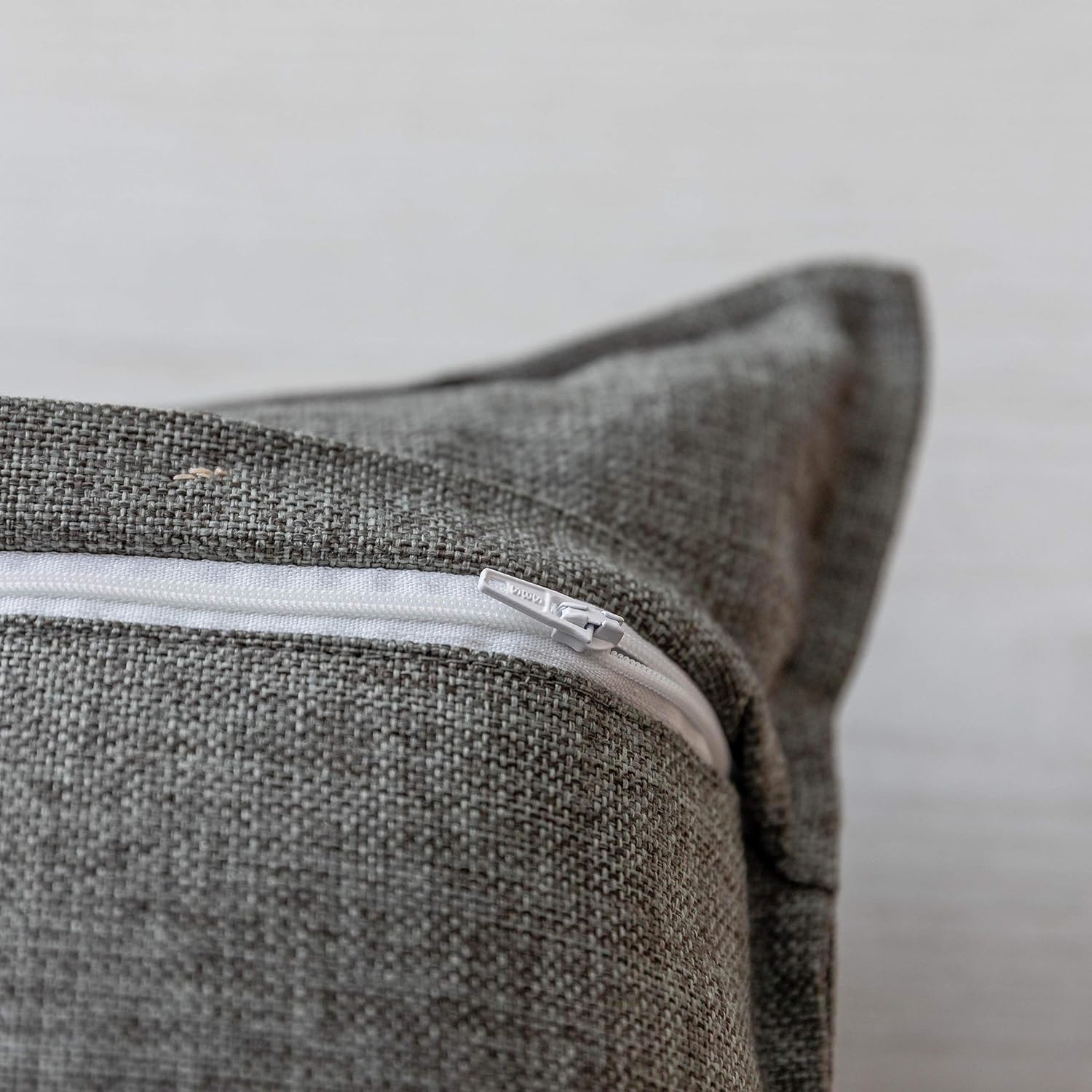 Home Brilliant Linen Gray Burlap Throw Pillow Covers Button Decorative 2 Pcs Cushion Covers for Sofa, 18x18 inch,45x45cm, Dark Grey: Home & Kitchen