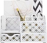 EXERZ Desk Organiser Mesh Desk Tidy Caddy 7 Compartments White view 3