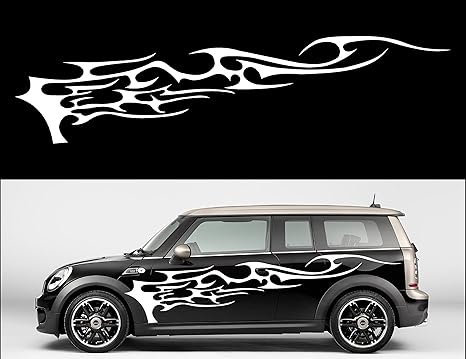 Amazon カッティングステッカー アーティスティックなファイヤーパターン バイナルグラフィック定番 ステッカー 左 車 バイク 車 バイク