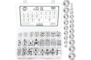 JMINRUN 2 in 1 SAE & Metric Hex Nuts Assortment Kit, 580 PCS 304 Stainless Steel Assorted Hardware Nuts Sets, 21 Sizes-2#56 4#40 6#32 8#32 10#24 10#32 12#24 1/4"-20 5/16"-18 3/8"-16 7/16"-14 1/2"-13 M2-M12