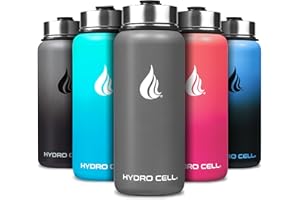 HYDRO CELL Stainless Steel Insulated Water Bottle with Straw - For Cold & Hot Drinks - Metal Vacuum Flask with Screw Cap and Modern Leakproof Sport Thermos for Kids & Adults (Graphite 32oz)