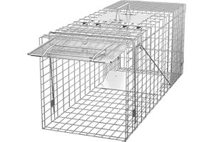 ZENY Live Animal Cage Trap 32" X 12.5" X 12" w/Iron Door Steel Cage Catch Release Humane Rodent Cage for Rabbits, Stray Cat, Squirrel, Raccoon, Mole, Gopher, Chicken, Opossum, Skunk & Chipmunks