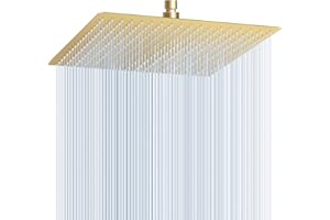 KINLIV 16 inch Brushed Gold Large Rain Shower Head Ceiling Mount - All Metal 304 Stainless Steel, Full Body Rainfall Shower with 324 Silicon Nozzles - Waterfall Bathroom Square Showerheads…