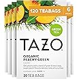 TAZO Organic Peachy Green Tea Bags, Caffeinated Tea, 120 Total Bags (20ct - Pack of 6)