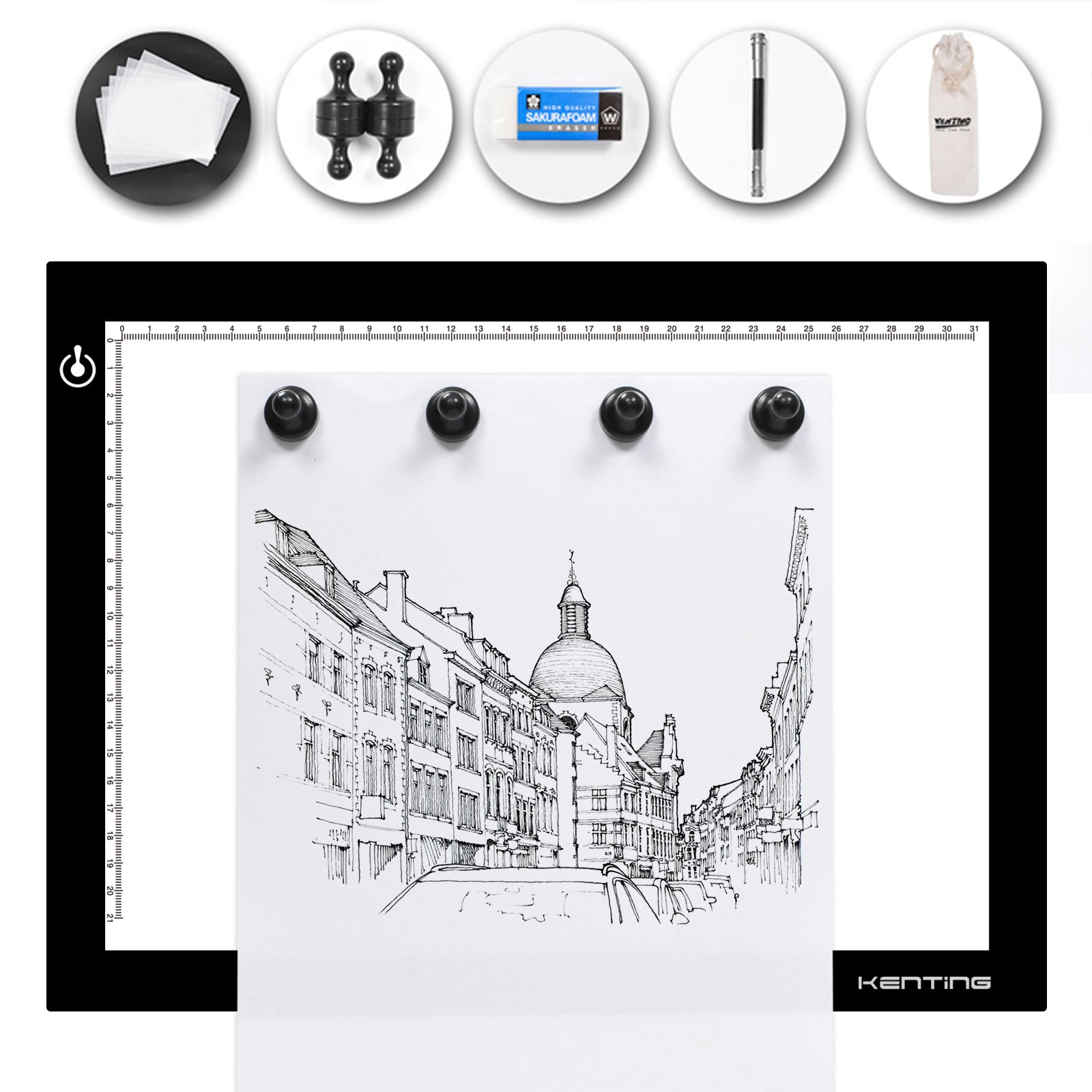 Kenting Magnetic K4M Portable LED Tracing Light Pad Light Box Light Table USB Powered Drawing Board Tattoo Pad for Animation, Sketching, Designing, Stenciling X-Ray Viewing …