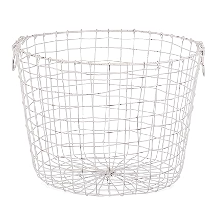 Skalny 84628wht 18 75 X13 75 White Round Wire Storage Basket