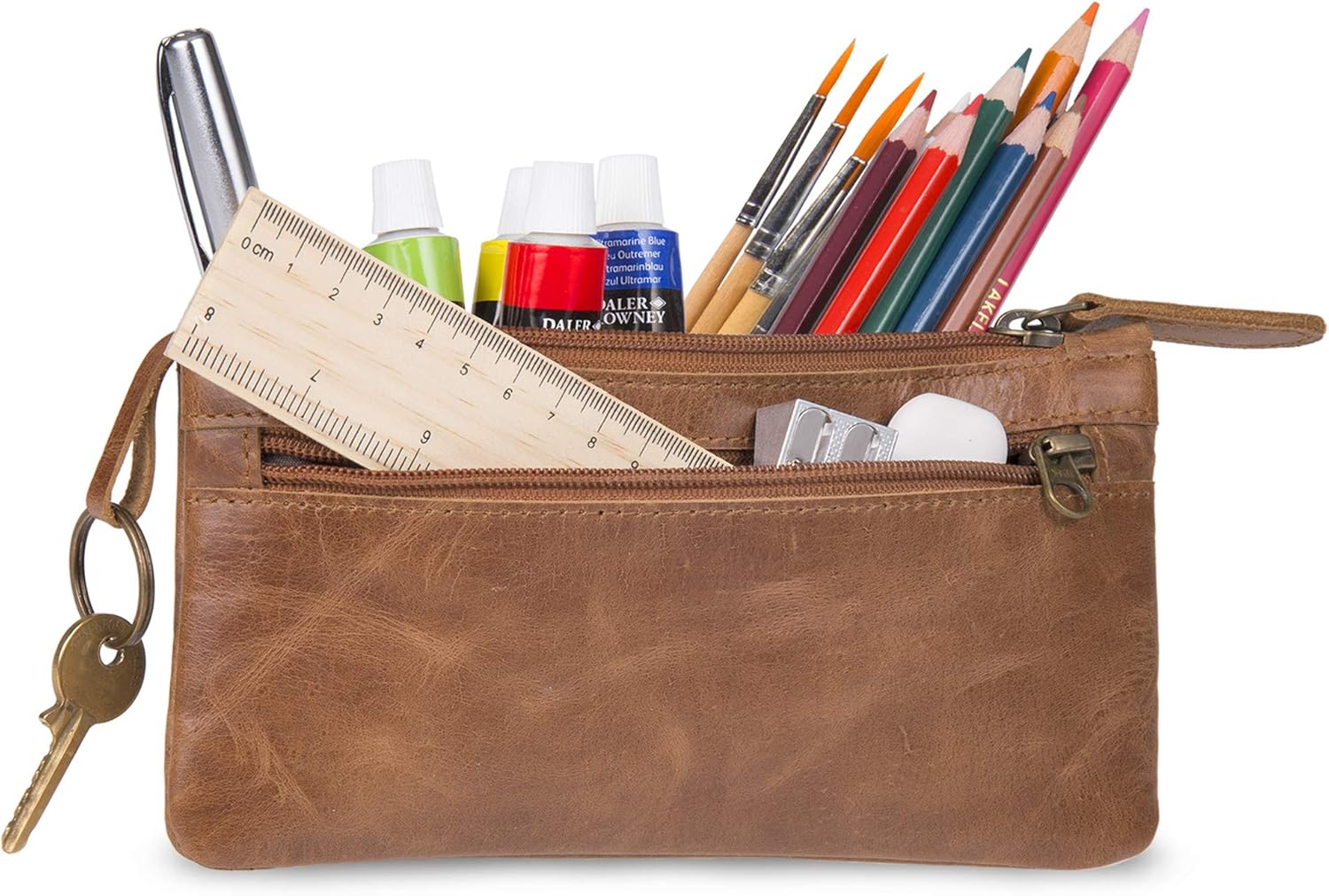 moonster Leather Pencil Case Pouch, Handcrafted Leather Pen Case with Zipper that’s Made to Last - Image 5