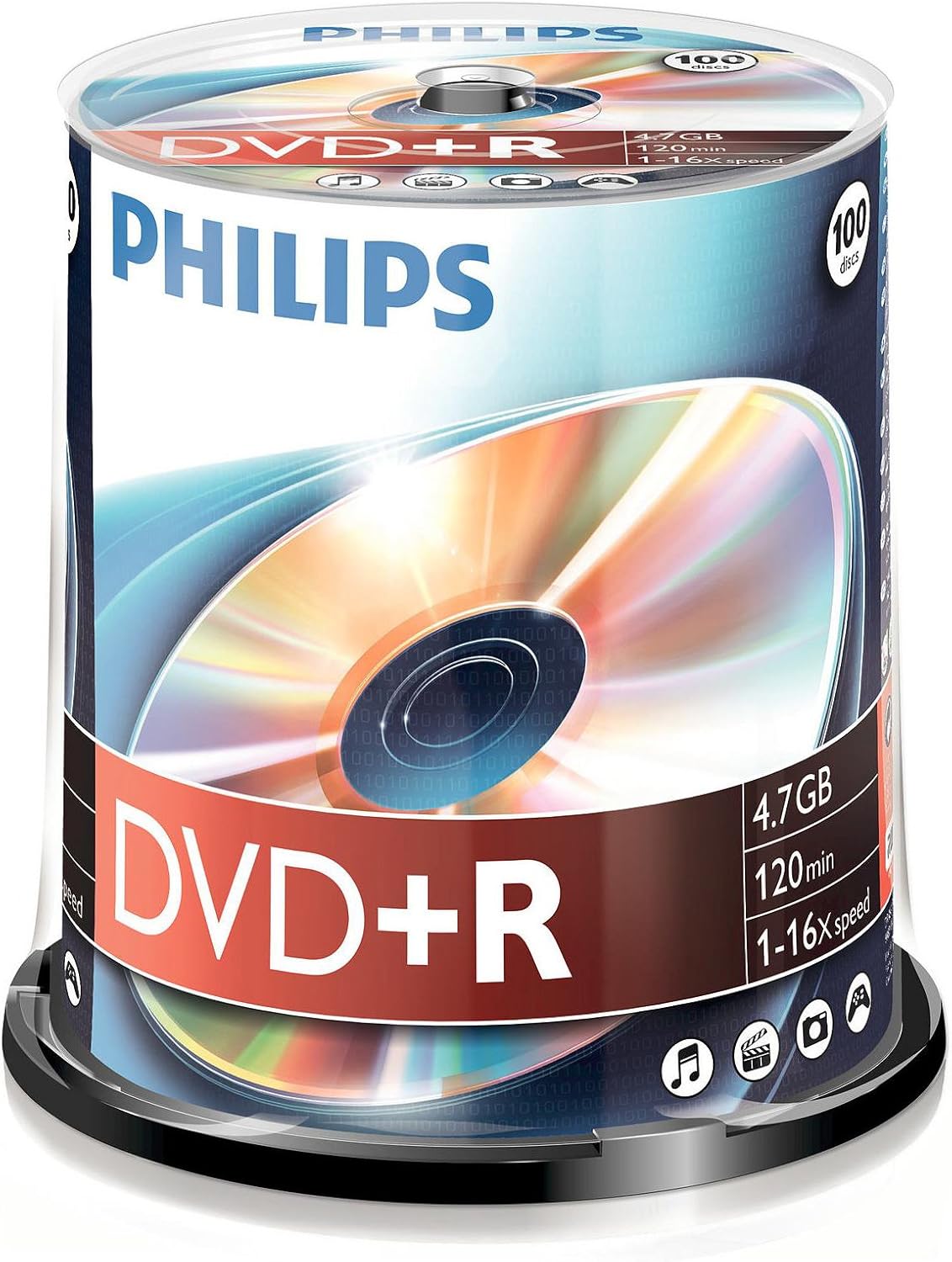 Philips DVD + R De 4,7 GB / 120 Min / 16X Tarrina (100 Disc): Amazon.es: Electrónica