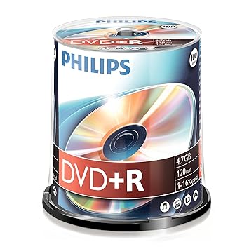 Philips DVD+R Rohlinge (4.7 GB Data/ 120 Minuten Video, 16x High Speed Aufnahme, 100er Spindel)
