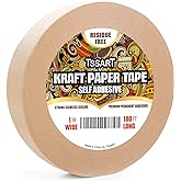 TSSART Kraft Paper Tape K49 - Self Adhesive Brown Frame Backing Tape Packing Tape with Oxidation Resistance for Picture Framing, Masking, Sealing and Packaging Use - 1inch Wide 180FT Long