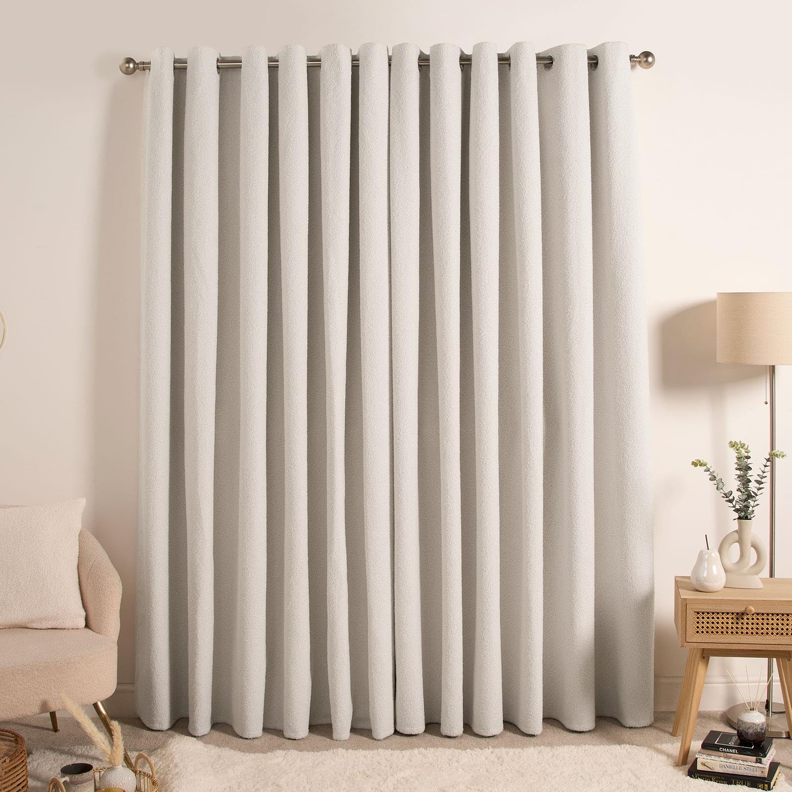 OHS Blackout Cream Curtains for Living Room, Bedroom - Boucle Blackout Decorative Winter Thermal Curtains - Super Soft Modern Insulated - 46x72”