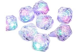 Hicarer 8 Pieces LED Light up Rings Bachelorette Party Favors Flashing Plastic Diamond Glow in The Dark Ring for Birthday Wedding Bridal Shower Party Accessories Supplies(White)