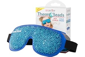 ProActive Dual Zone Reusable Hot or Cold Gel Bead Therapy Ice Pack Eye Mask with Adjustable Straps | Microwavable, Gel Beads 